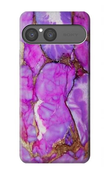S2907 パープルターコイズ宝石グラフィックプリント Purple Turquoise Stone Sony Xperia 10 VII バックケース、フリップケース・カバー
