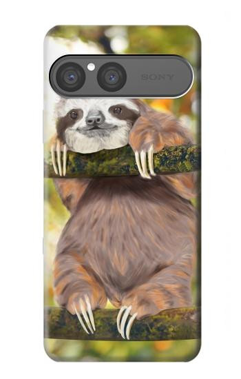 S3138 かわいいナマケモノ  Cute Baby Sloth Paint Sony Xperia 10 VII バックケース、フリップケース・カバー