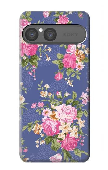S3265 ヴィンテージ花柄 Vintage Flower Pattern Sony Xperia 10 VII バックケース、フリップケース・カバー