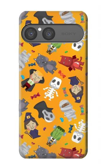 S3275 かわいいハロウィーンの漫画のパターン Cute Halloween Cartoon Pattern Sony Xperia 10 VII バックケース、フリップケース・カバー