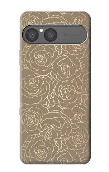 S3466 ゴールドローズ柄 Gold Rose Pattern Sony Xperia 10 VII バックケース、フリップケース・カバー