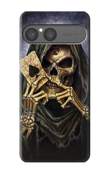 S3594 死神ポーカー Grim Reaper Wins Poker Sony Xperia 10 VII バックケース、フリップケース・カバー