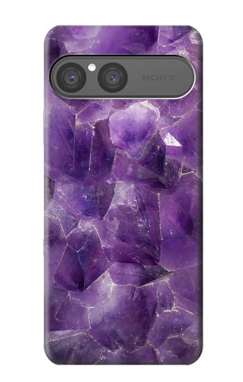 S3713 パープルクォーツアメジストグラフィックプリント Purple Quartz Amethyst Graphic Printed Sony Xperia 10 VII バックケース、フリップケース・カバー