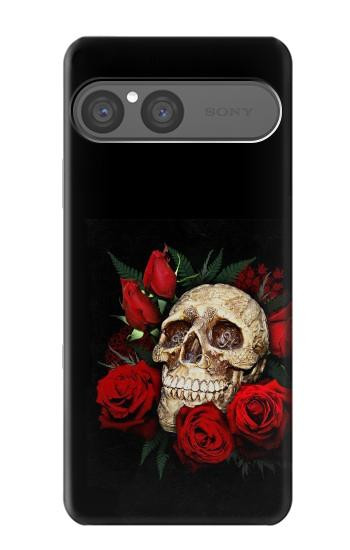 S3753 ダークゴシックゴススカルローズ Dark Gothic Goth Skull Roses Sony Xperia 10 VII バックケース、フリップケース・カバー
