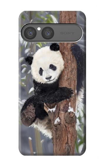 S3793 かわいい赤ちゃん雪パンダのペイント Cute Baby Panda Snow Painting Sony Xperia 10 VII, 10 VIII バックケース、フリップケース・カバー