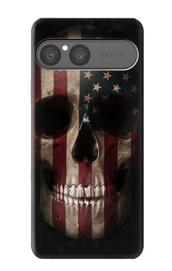 S3850 アメリカの国旗の頭蓋骨 American Flag Skull Sony Xperia 10 VII バックケース、フリップケース・カバー