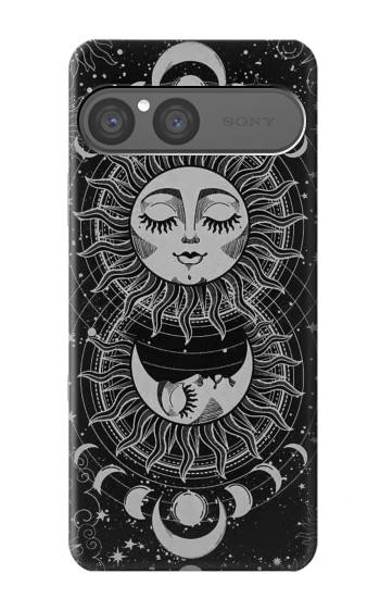 S3854 神秘的な太陽の顔三日月 Mystical Sun Face Crescent Moon Sony Xperia 10 VII バックケース、フリップケース・カバー