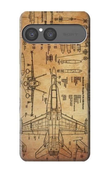S3868 航空機の設計図の古い紙 Aircraft Blueprint Old Paper Sony Xperia 10 VII バックケース、フリップケース・カバー