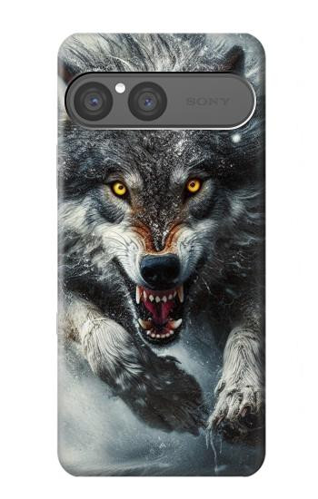 S3965 怒ったオオカミが走る Angry Wolf Running Sony Xperia 10 VII バックケース、フリップケース・カバー