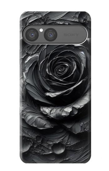 S3969 黒いバラの力強い筆遣い Black Rose Hard Brush Stroke Sony Xperia 10 VII バックケース、フリップケース・カバー