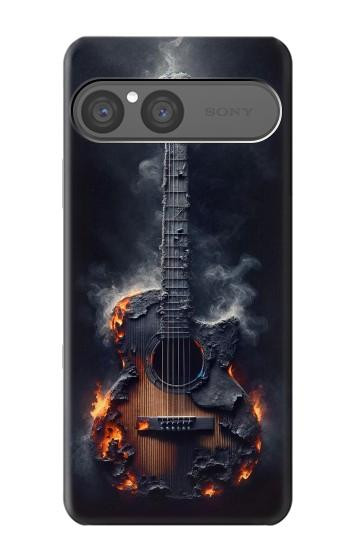 S3972 焦げたアコースティックギターのグラフィック Burned Acoustic Guitar Graphic Sony Xperia 10 VII バックケース、フリップケース・カバー