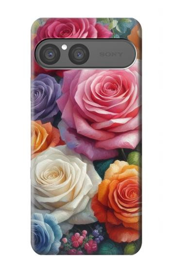 S3975 カラフルなバラの絵 Colorful Roses Painting Sony Xperia 10 VII バックケース、フリップケース・カバー