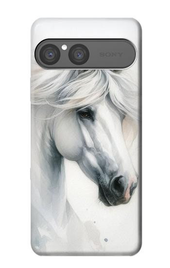 S4025 白馬の絵 White Horse Painting Sony Xperia 10 VII バックケース、フリップケース・カバー