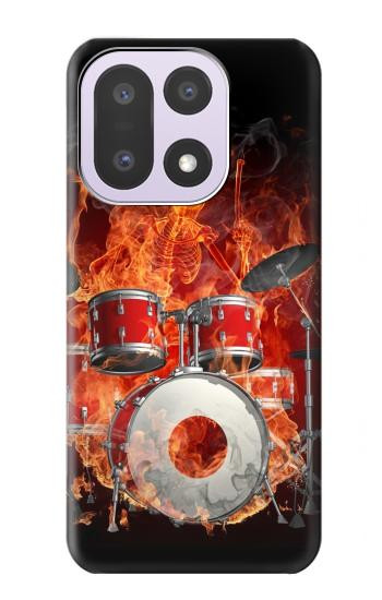 S1431 スカル ドラム ファイア ロック音楽 Skull Drum Fire Rock OnePlus 15 バックケース、フリップケース・カバー