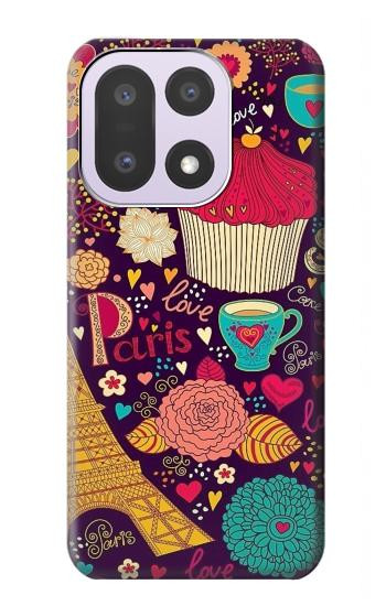 S2353 パリ漫画ヴィンテージのパターン Paris Cartoon Vintage Pattern OnePlus 15 バックケース、フリップケース・カバー