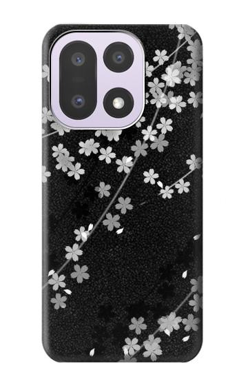 S2544 黒花柄の着物 Japanese Kimono Style Black Flower Pattern OnePlus 15 バックケース、フリップケース・カバー