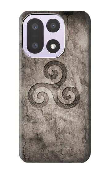 S2892 三脚巴シンボル Triskele Symbol Stone Texture OnePlus 15 バックケース、フリップケース・カバー