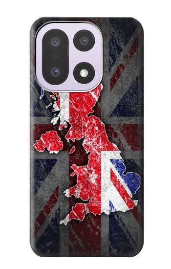 S2936 英国旗地図 UK British Flag Map OnePlus 15 バックケース、フリップケース・カバー