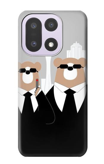 S3557 黒いスーツのクマ Bear in Black Suit OnePlus 15 バックケース、フリップケース・カバー