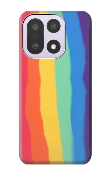 S3799 かわいい縦水彩レインボー Cute Vertical Watercolor Rainbow OnePlus 15 バックケース、フリップケース・カバー