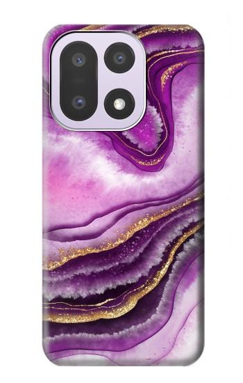 S3896 紫色の大理石の金の筋 Purple Marble Gold Streaks OnePlus 15 バックケース、フリップケース・カバー