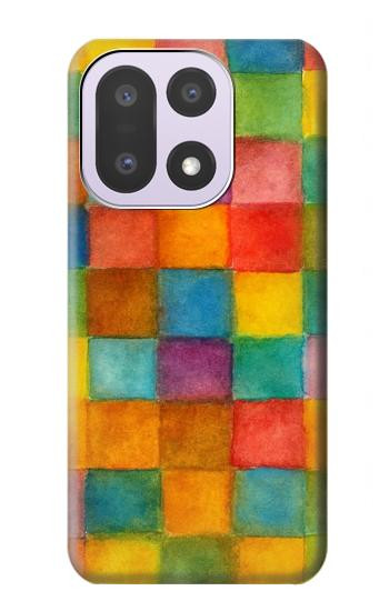 S4077 水彩画 カラフルなチェック柄 Water Color Painting Colorful Check Pattern OnePlus 15 バックケース、フリップケース・カバー