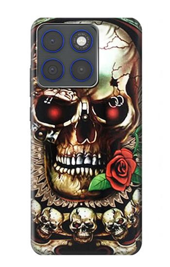 S0753 スカル 翼 バラ パンク Skull Wing Rose Punk Motorola Edge 70 バックケース、フリップケース・カバー