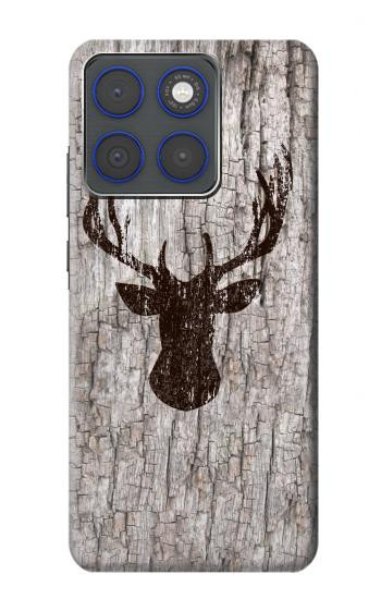 S2505 トナカイ古い木材グラフィックプリント Reindeer Head Old Wood Texture Graphic Printed Motorola Edge 70 バックケース、フリップケース・カバー