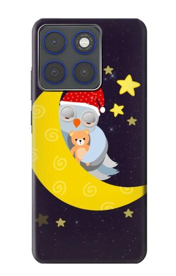 S2849 かわいいスリーピーフクロウ Cute Sleepy Owl Moon Night Motorola Edge 70 バックケース、フリップケース・カバー