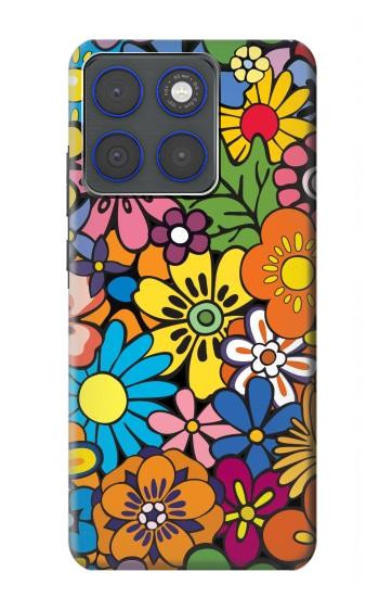 S3281 カラフルなヒッピーの花のパターン Colorful Hippie Flowers Pattern Motorola Edge 70 バックケース、フリップケース・カバー