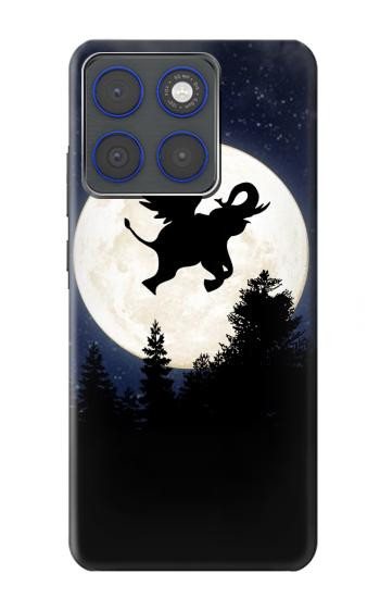 S3323 飛び象満月の夜 Flying Elephant Full Moon Night Motorola Edge 70 バックケース、フリップケース・カバー