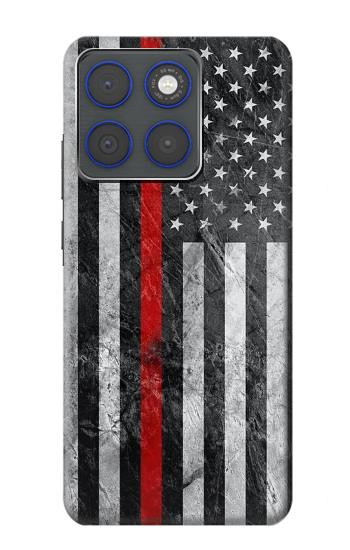 S3687 消防士細い赤い線アメリカの国旗 Firefighter Thin Red Line American Flag Motorola Edge 70 バックケース、フリップケース・カバー