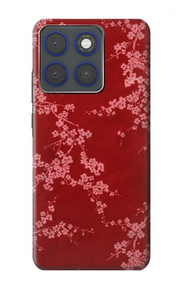S3817 赤い花の桜のパターン Red Floral Cherry blossom Pattern Motorola Edge 70 バックケース、フリップケース・カバー