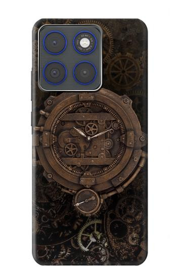 S3902 スチーム パンクなクロック ギア Steampunk Clock Gear Motorola Edge 70 バックケース、フリップケース・カバー