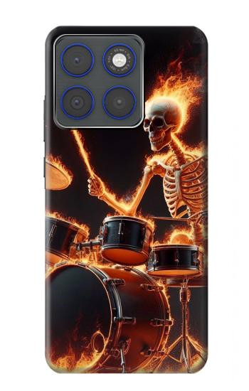 S3985 火の頭蓋骨のドラマー Fire Skull Drummer Motorola Edge 70 バックケース、フリップケース・カバー