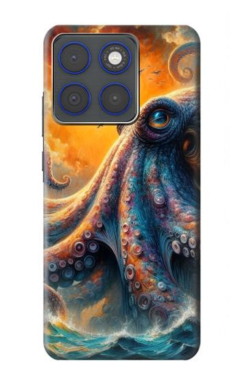 S4003 油絵 巨大タコ Oil Color Painting Giant Octopus Motorola Edge 70 バックケース、フリップケース・カバー