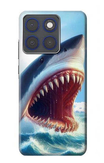 S4004 油絵 巨大サメ Oil Color Painting Giant Shark Motorola Edge 70 バックケース、フリップケース・カバー