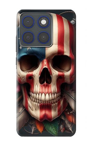S4015 スカル アメリカ国旗 Skull American Flag Motorola Edge 70 バックケース、フリップケース・カバー