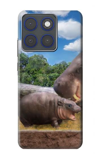 S4031 赤ちゃんカバ Baby Hippo Hippopotamus Family Motorola Edge 70 バックケース、フリップケース・カバー