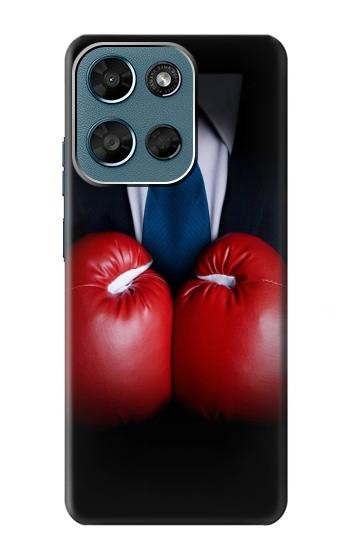 S2261 ボクシンググローブ黒スーツビジネスマン Businessman In Black Suit With Boxing Gloves Motorola Moto G (2026), G Play (2026) バックケース、フリップケース・カバー