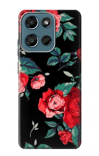 S3112 黒バラ パターン Rose Floral Pattern Black Motorola Moto G (2026), G Play (2026) バックケース、フリップケース・カバー