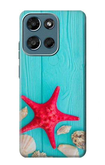 S3428 アクア 海星 貝 Aqua Wood Starfish Shell Motorola Moto G (2026), G Play (2026) バックケース、フリップケース・カバー