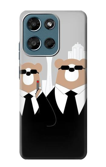 S3557 黒いスーツのクマ Bear in Black Suit Motorola Moto G (2026), G Play (2026) バックケース、フリップケース・カバー