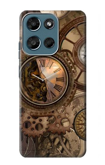 S3927 コンパスクロックゲージスチームパンク Compass Clock Gage Steampunk Motorola Moto G (2026), G Play (2026) バックケース、フリップケース・カバー