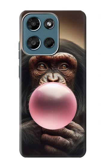 S3973 ピンクの風船ガムを吹くチンパンジー Chimpanzee Blowing Pink Bubblegum Motorola Moto G (2026), G Play (2026) バックケース、フリップケース・カバー