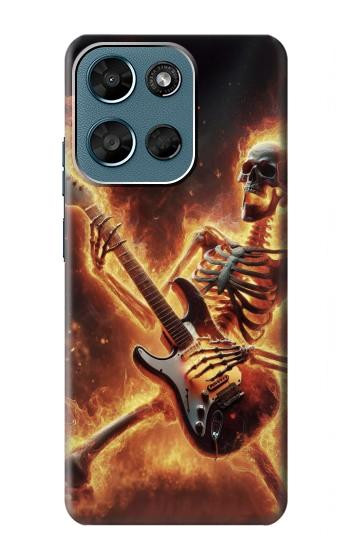 S3984 ギターを弾く火の骸骨 Fire Skeleton Playing Guitar Motorola Moto G (2026), G Play (2026) バックケース、フリップケース・カバー