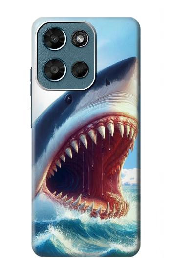 S4004 油絵 巨大サメ Oil Color Painting Giant Shark Motorola Moto G (2026), G Play (2026) バックケース、フリップケース・カバー