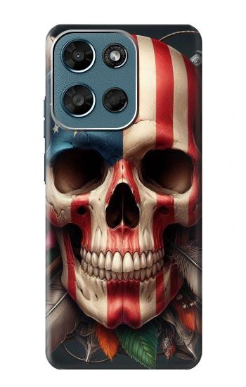 S4015 スカル アメリカ国旗 Skull American Flag Motorola Moto G (2026), G Play (2026) バックケース、フリップケース・カバー