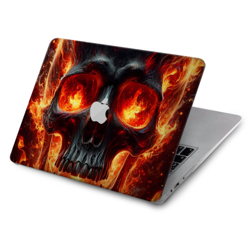 S3986 火の頭蓋骨 Fire Skull MacBook Air 13″ - A1932, A2179, A2337 ケース・カバー