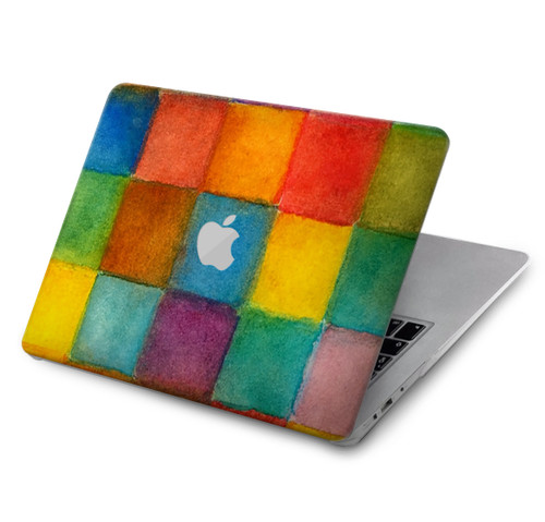 S4077 水彩画 カラフルなチェック柄 Water Color Painting Colorful Check Pattern MacBook Air 13″ - A1932, A2179, A2337 ケース・カバー